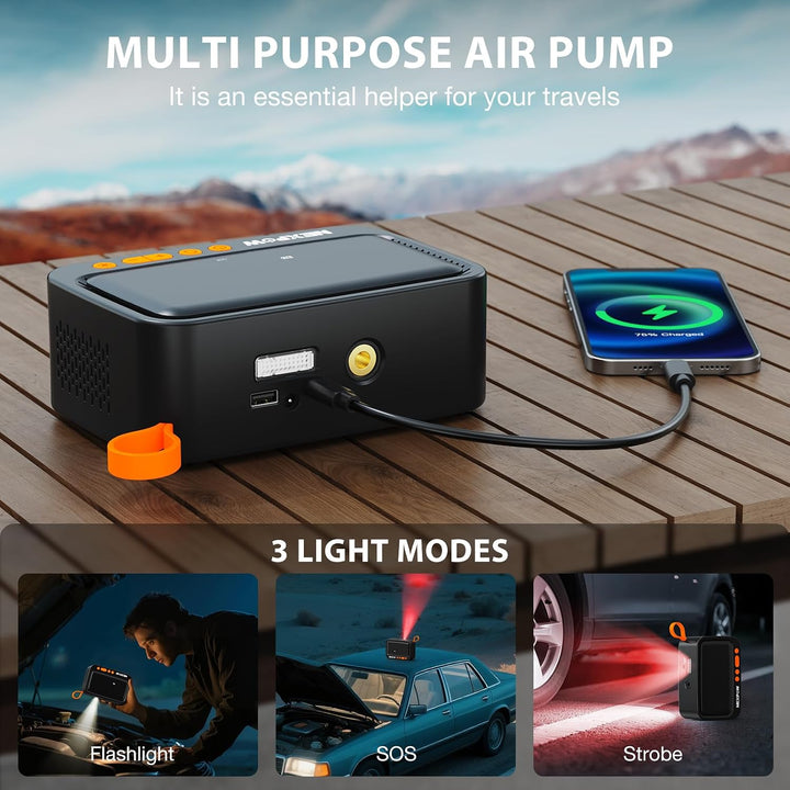 NEXPOW Inflador de neumáticos, compresor de aire portátil, bomba de...