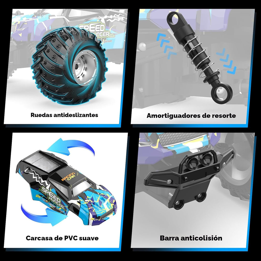 AONEPTR Coche de control remoto, camión de control remoto todo terr...