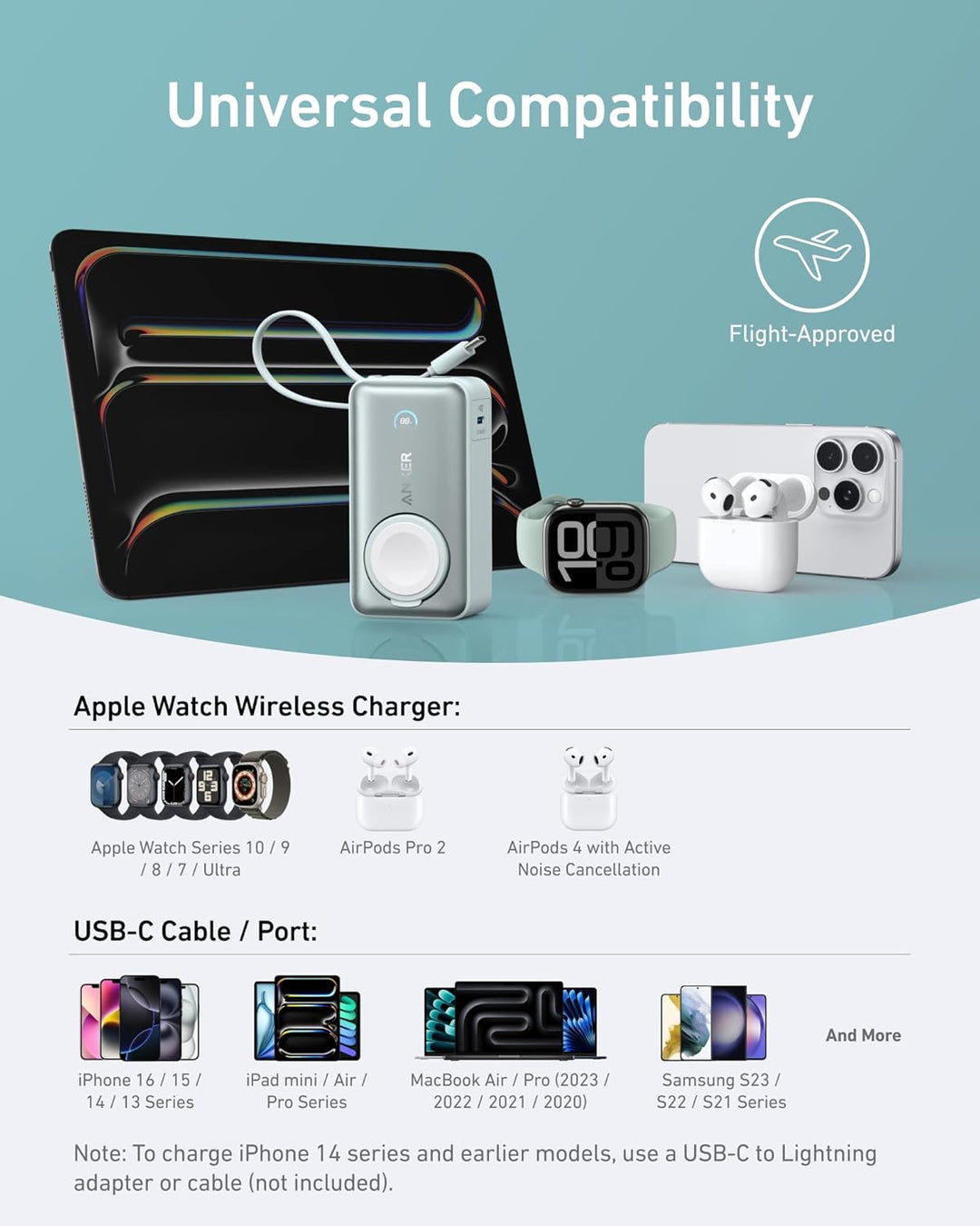 Anker MagGo Power Bank para Apple Watch, batería compacta de 10,000...