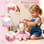 BOLZRA Juguetes de unicornio de bailarina para niñas de 4 a 6 años, juego de muñecas de animales de peluche de unicornio, 3 juegos de muñeca de ballet princesa con bolsa de felpa arcoíris, regalos de unicornios para cumpleaños, cesta de Pascua