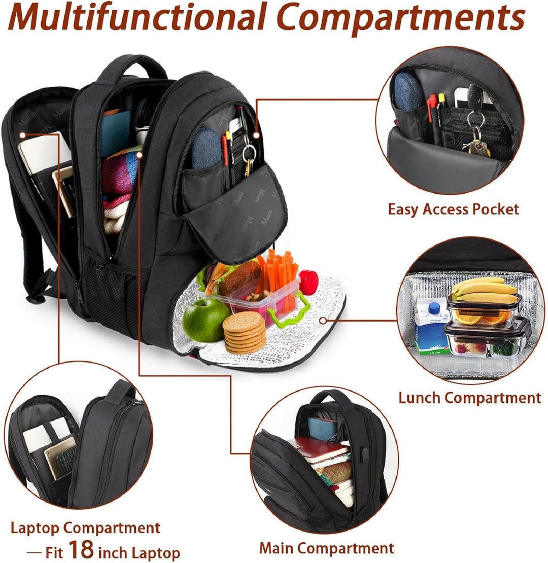 MATEIN Mochila de almuerzo para hombres, mochila térmica grande de...