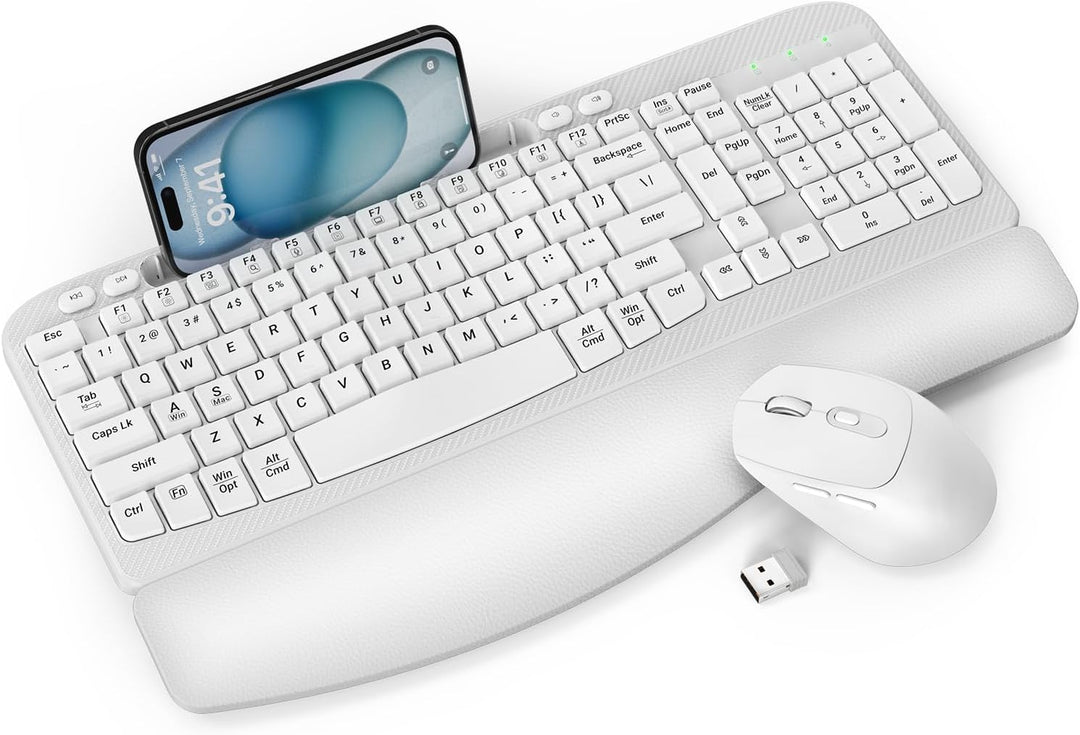 Combinación de teclado y mouse inalámbricos, teclado ergonómico de...