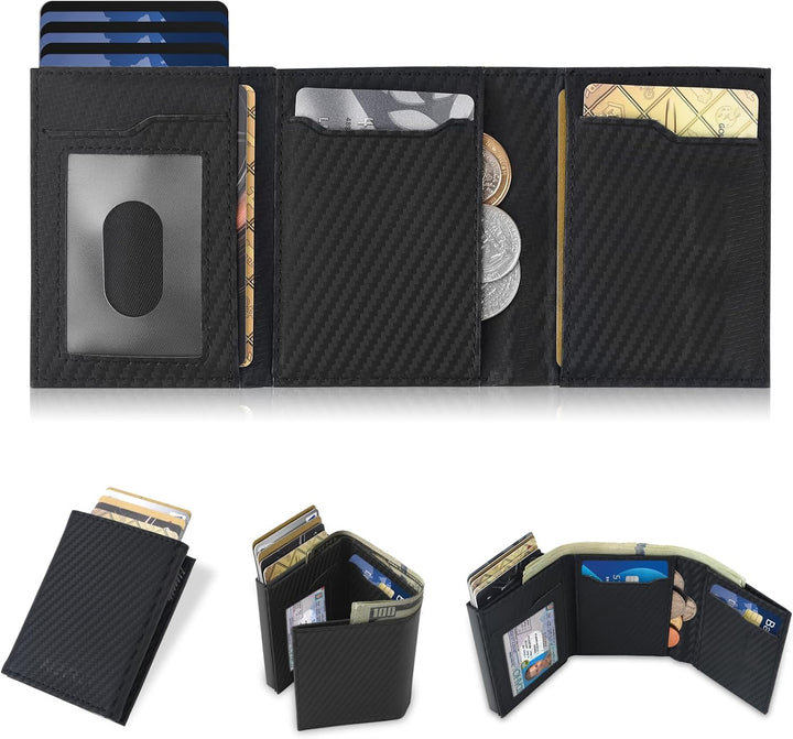 Aibirui Billetera para hombre, billetera triple para hombre con cap...