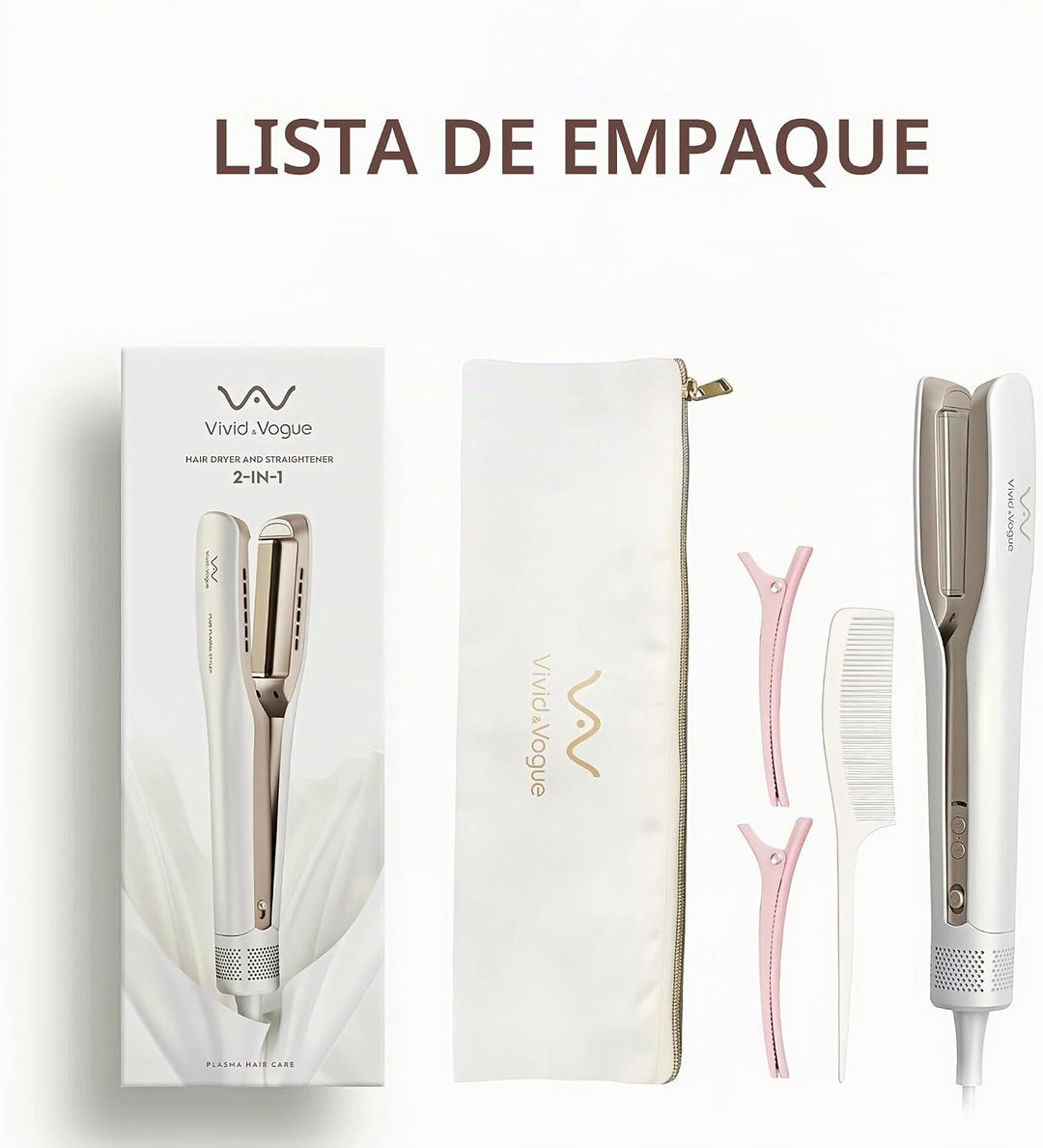 VAV Plancha plana 2 en 1 y alisadora de pelo, calor rápido, tempera...