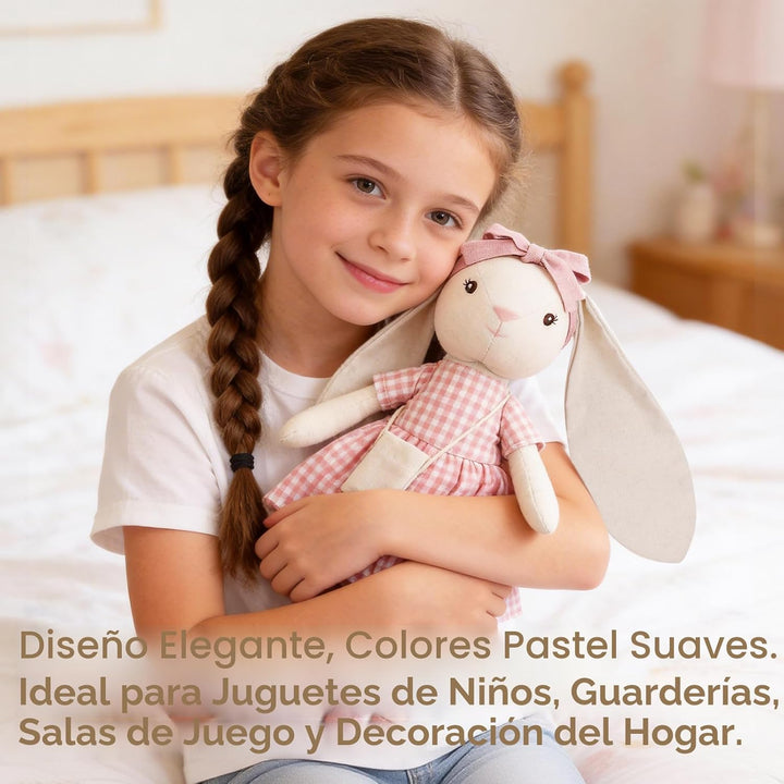 Mikee Fluffie Peluche de conejo de 15 pulgadas para niñas, muñeca d...