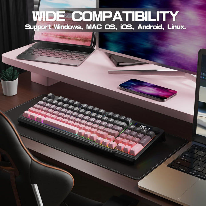 LexonElec Teclado Inalámbrico M96, Teclado de Juegos de Membrana de...