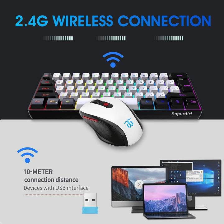 Combinación de teclado y mouse inalámbricos para juegos Snpurdiri 2...