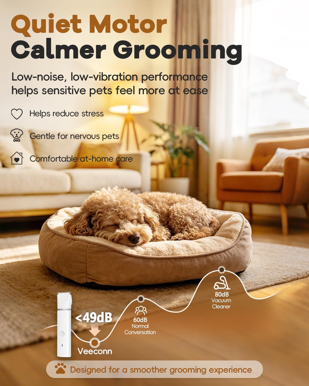 Veeconn Kit de aseo 4 en 1 para perros con recortadora de pelo de pata para