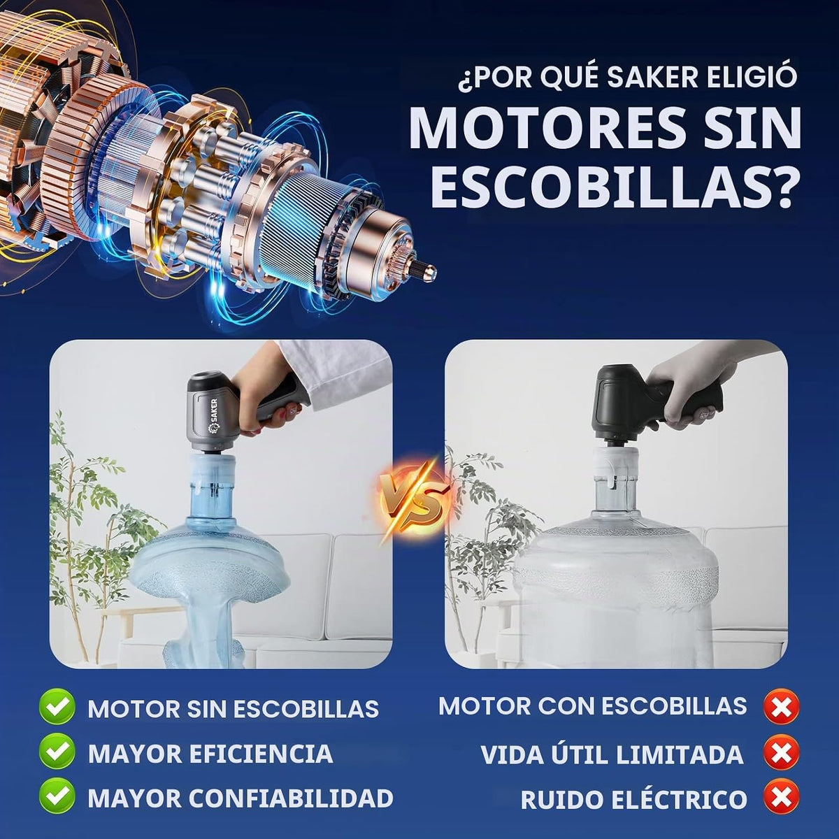 Saker - Aspiradora portátil inalámbrica para coche, 15000Pa, color azul