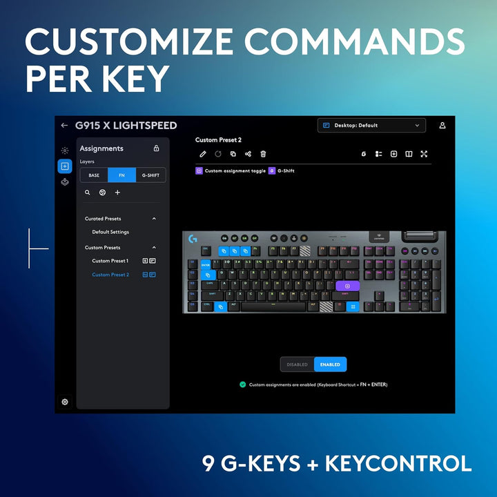 Logitech G915 X Lightspeed Teclado mecánico inalámbrico para juegos...