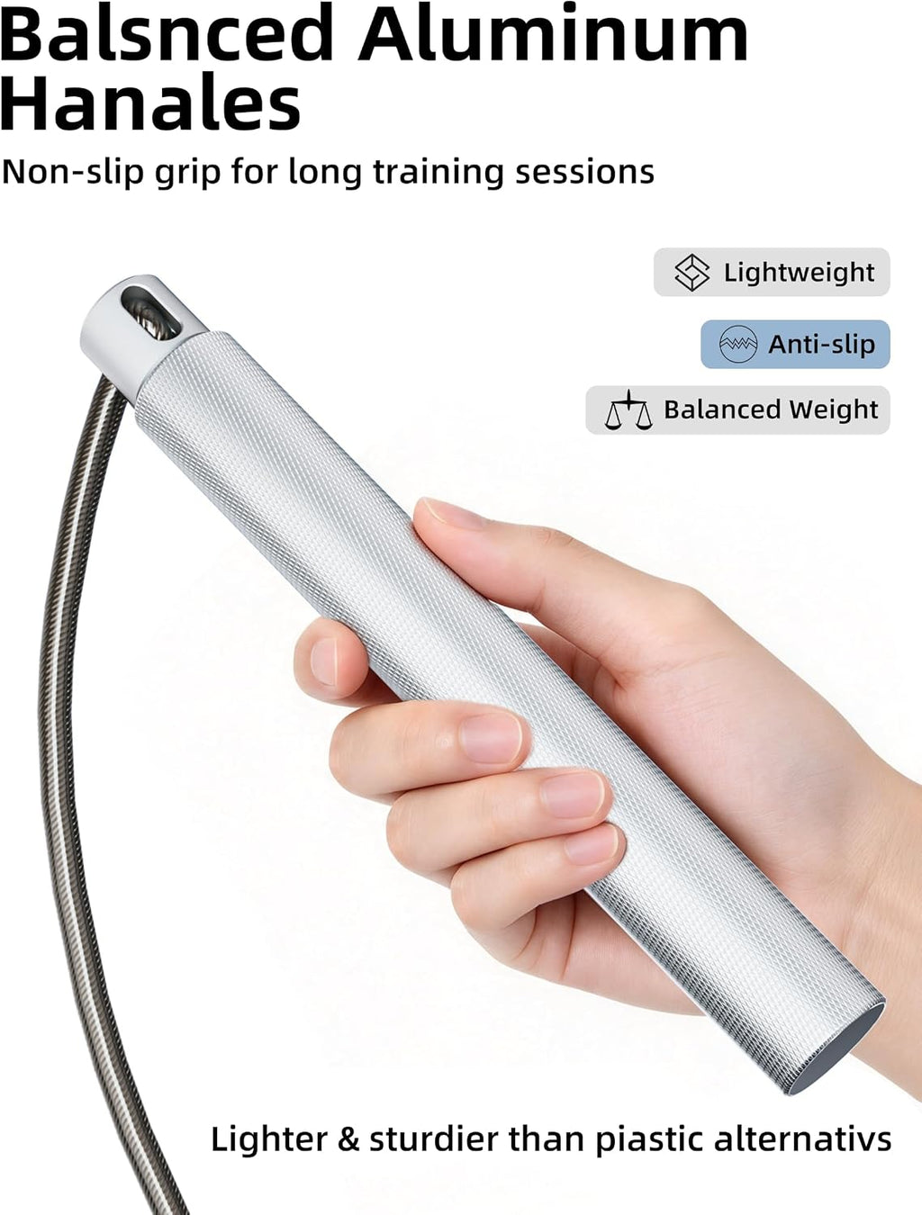 Cuerda de salto de aluminio, cuerda de velocidad ajustable para hombres y mujeres