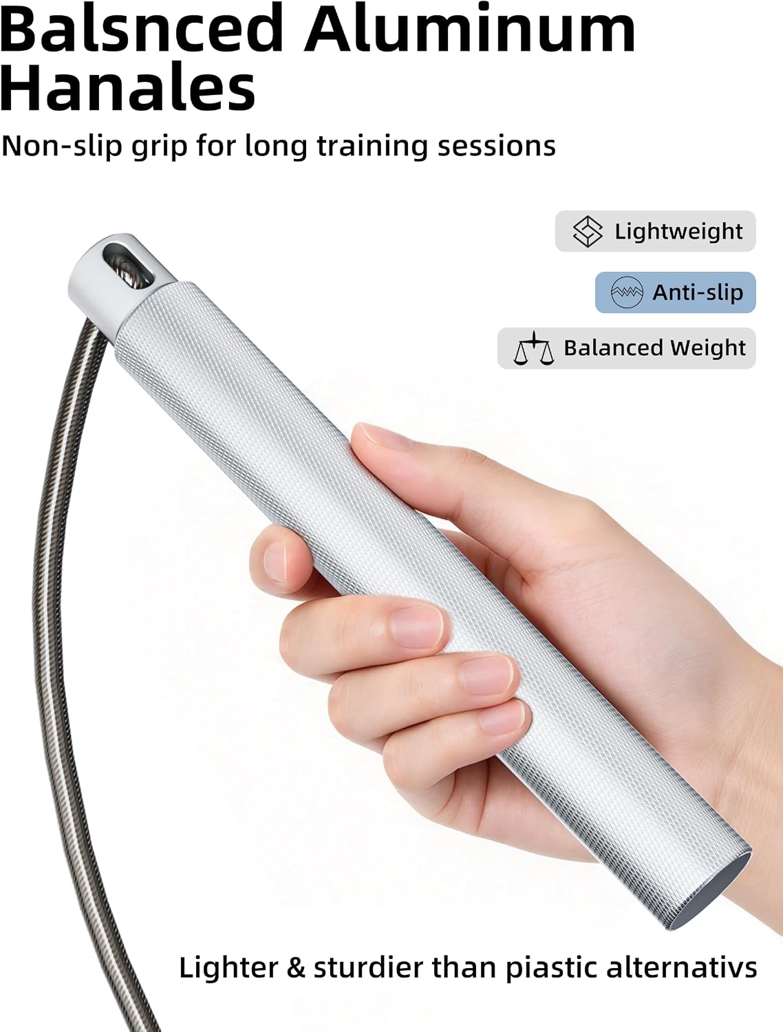 Cuerda de salto de aluminio, cuerda de velocidad ajustable para hombres y mujeres