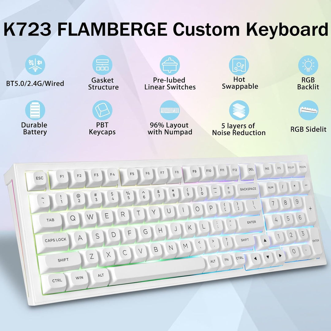 Redragon K723 Teclado Mecánico Inalámbrico Gaming Cremoso, Bluetoot...