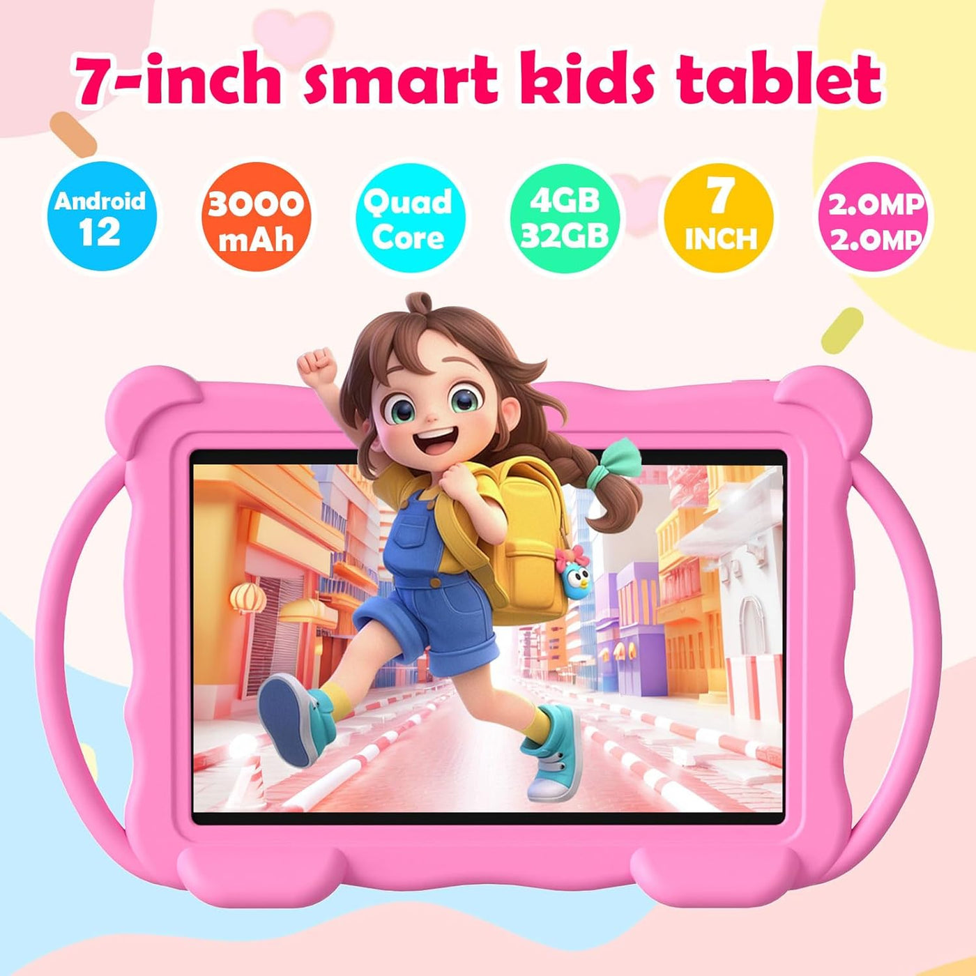 Nyxolaria Tableta infantil de 7 pulgadas para niños, tableta de apr...
