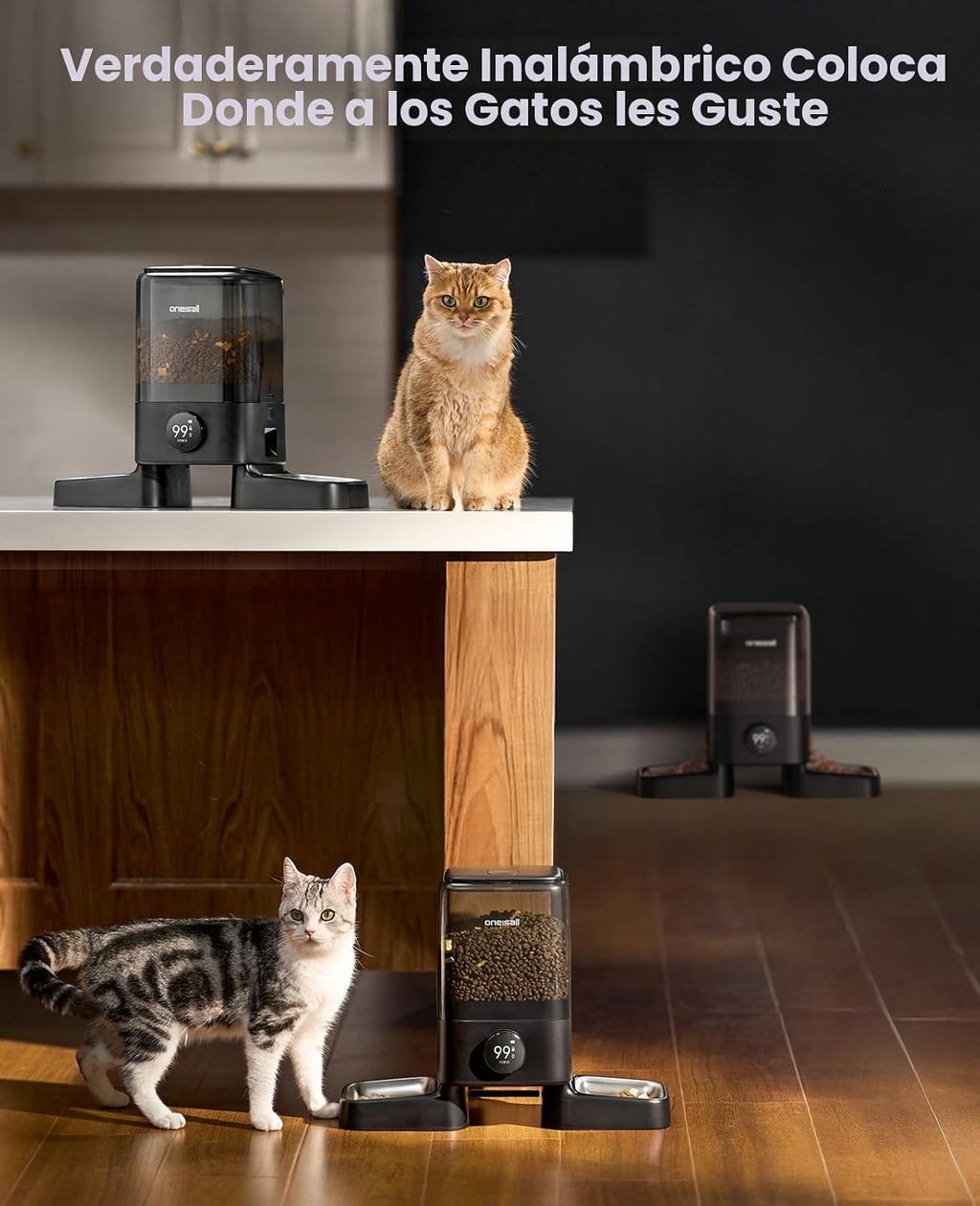 oneisall Comedero automático inalámbrico para gatos 2.4G, recargable