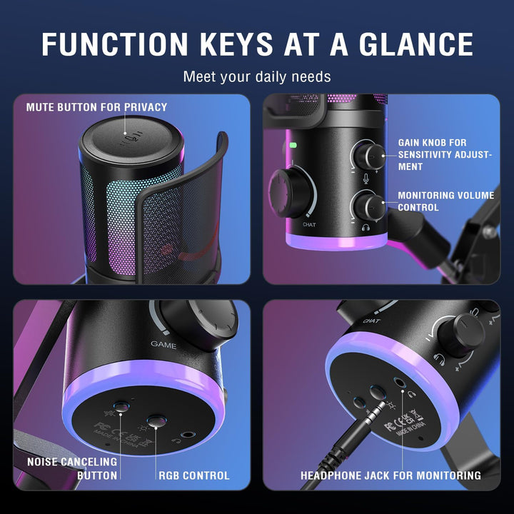 FIFINE Kit de micrófono de transmisión USB para juegos, micrófono d...