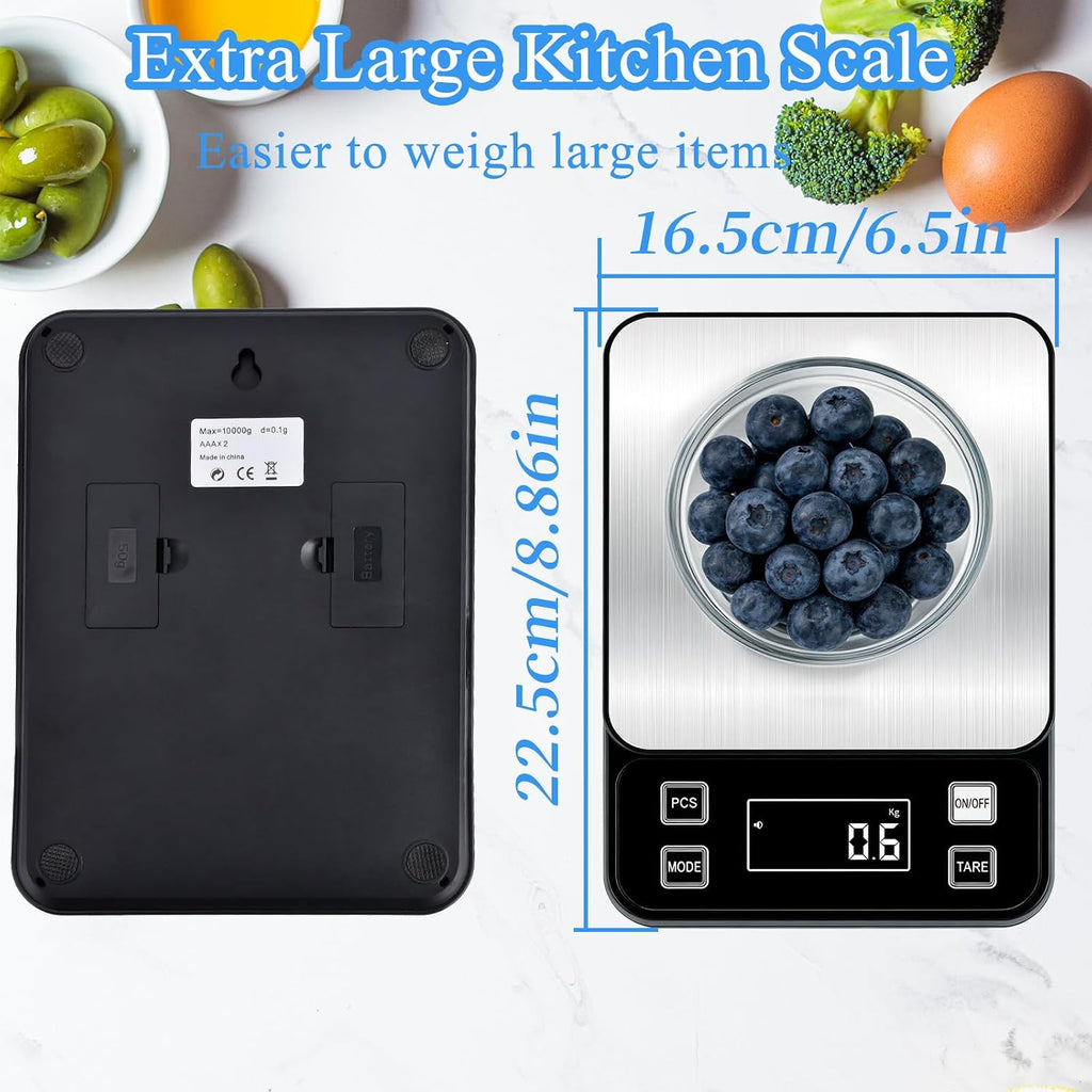 IP67 - Escala digital impermeable para cocina, 22.0 lbs/0.00 oz, báscula de alimentos de alta precisión con plataforma de acero inoxidable 304 recargable tipo C, función de tara y conteo para hornear