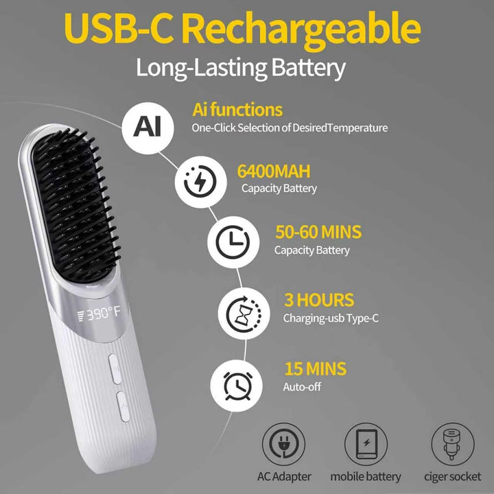 Cepillo de peinado inalámbrico 2 en 1 AI Smart Styler calor rápido...