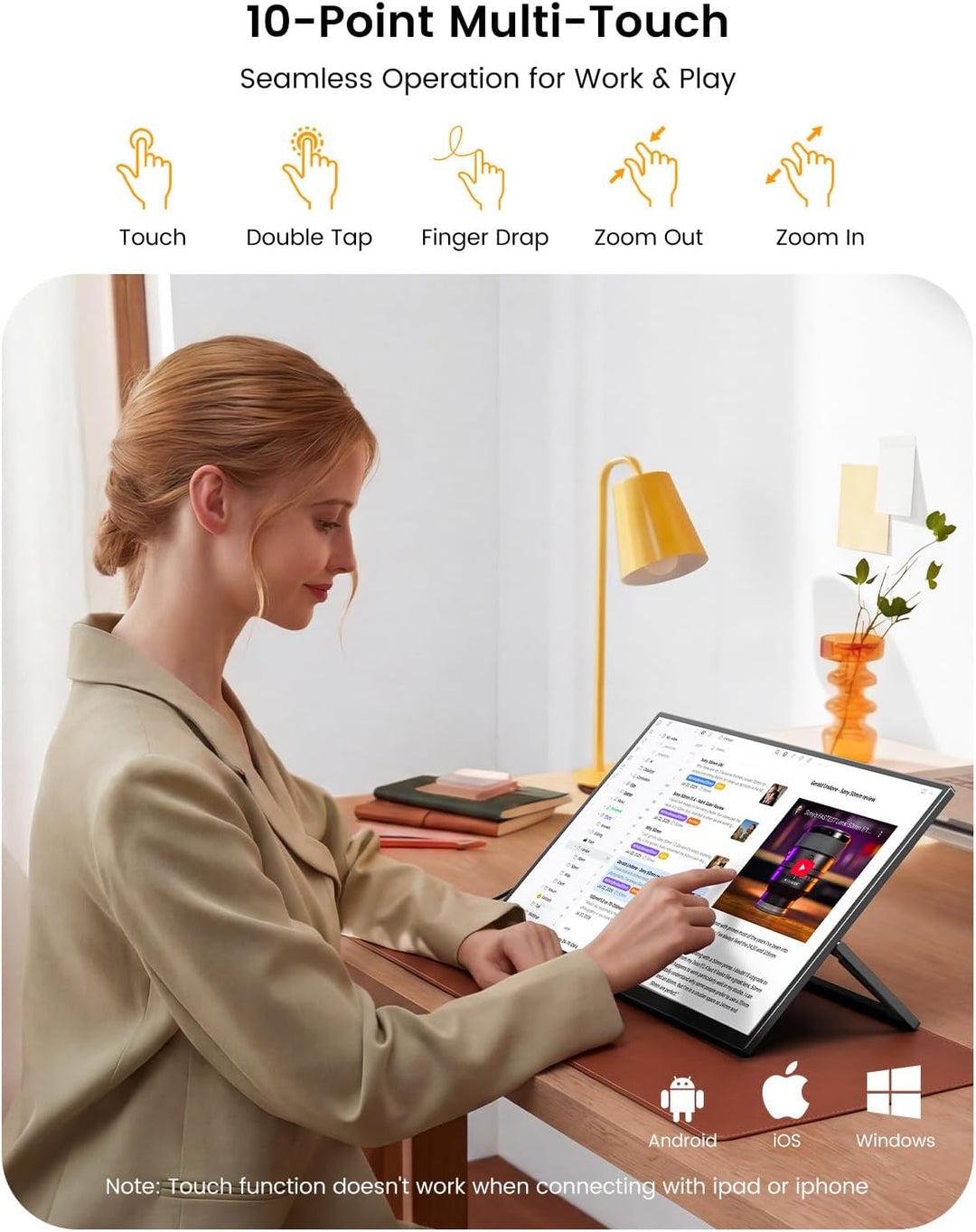 UPERFECT Monitor portátil con pantalla táctil de 15.6 pulgadas, mon...