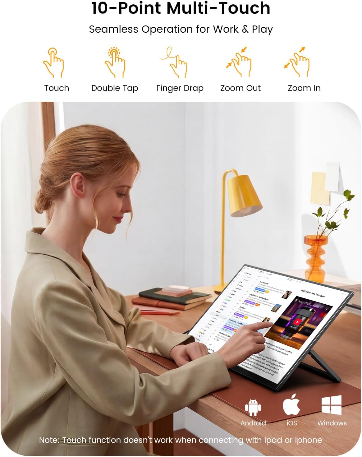UPERFECT Monitor portátil con pantalla táctil de 15.6 pulgadas, mon...