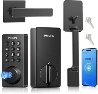 Cerradura inteligente Wi-Fi Philips con cerrojo de puerta y manija,...