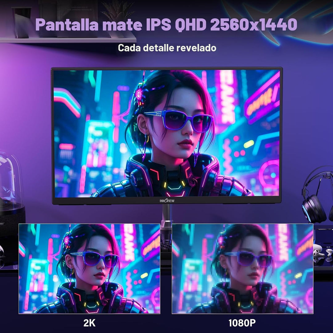 InnoView - Monitor portátil grande de 23.8 pulgadas 2K 100Hz ∆E<...