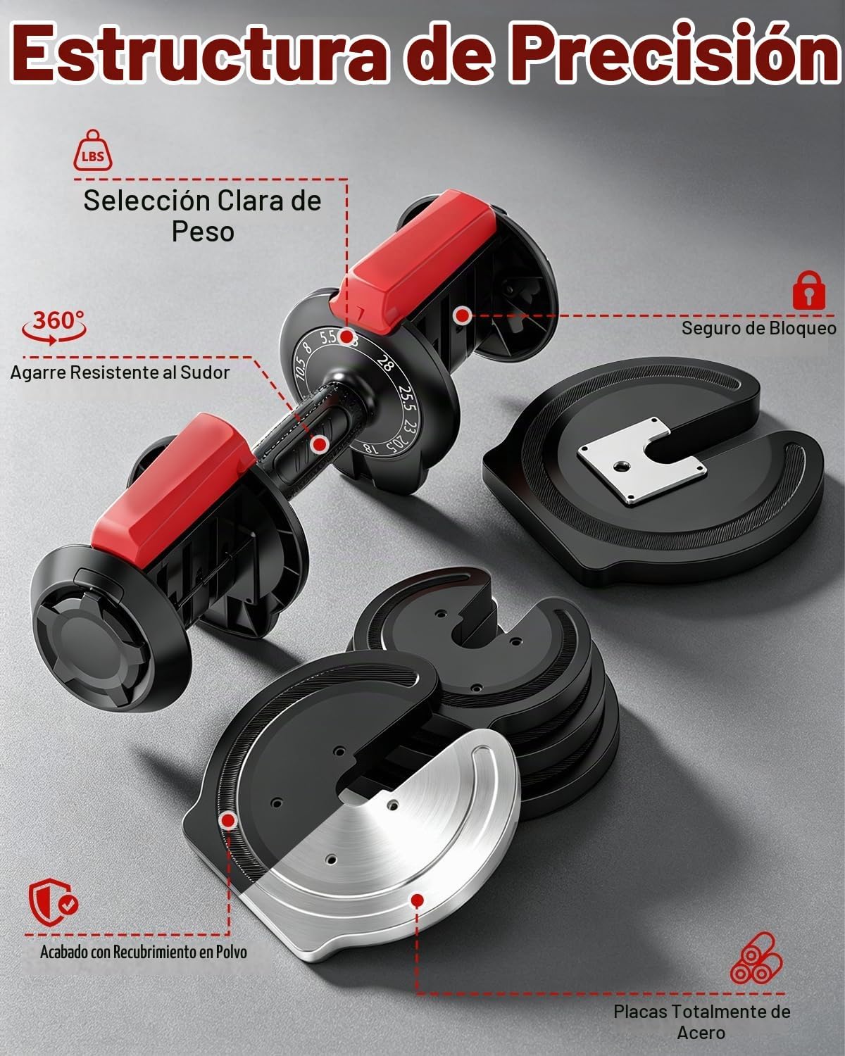 Juego de mancuernas ajustables de 28/40/90 libras, mancuernas ajustables de