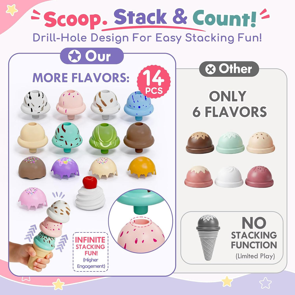 Lehoo Castle Juguetes de helado para niños pequeños de 3 a 5 años, juguetes para niñas de 3 a 4 años, juego de tienda de helados para niños, regalo para niñas y niños de 3, 4, 5, 6 años