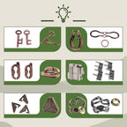12 piezas de rompecabezas de juguetes de madera y metal, juego de rompecabezas cerebrales para adultos y niños, juguete de escritorio, rompecabezas de cerradura, regalo para adolescentes
