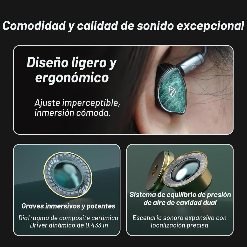 BQEYZ NI - Monitor de oído con cable, auriculares para juegos con enchufes