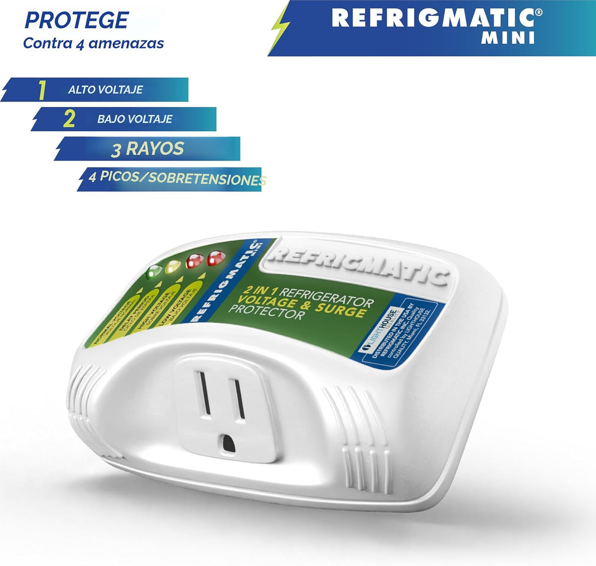 Refrigmatic Protector de voltaje y sobretensiones 2 en 1 para