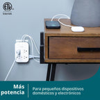 Philips Enchufe contra sobretensiones todo en uno con USB, 4 tomas con conexión a tierra y 4 tomas polarizadas, 2 puertos USB-C y 1 puerto USB-A, 15W compartidos, 1140 julios, certificado ETL, blanco