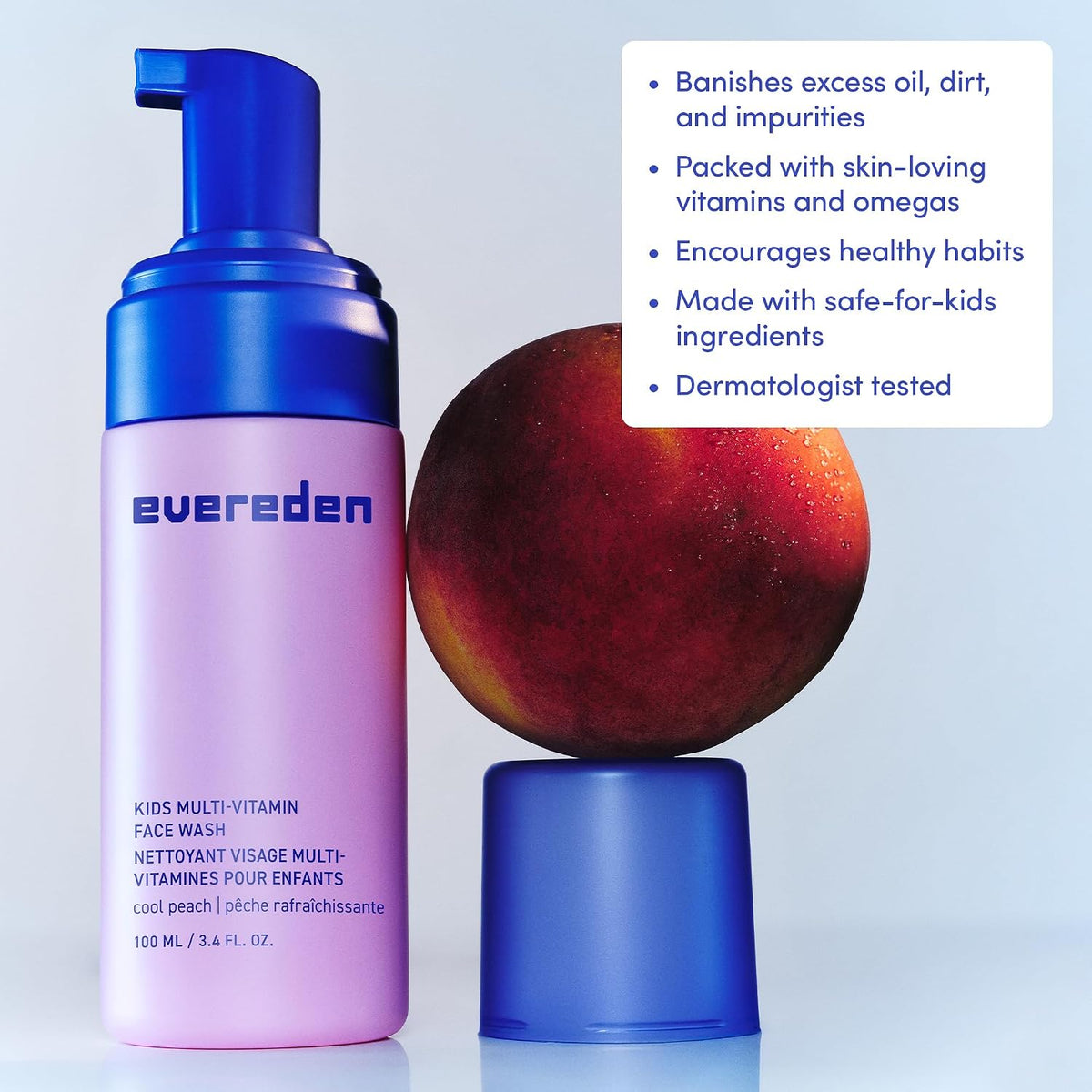 Evereden Lavado facial para niños: melocotón fresco, 3.4 fl oz. | C...