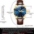 OLEVS Reloj de piel marrón para hombre, lectura elegante de vestir, reloj de pulsera con fecha diaria, cuarzo