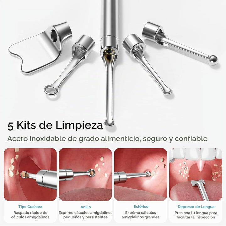 Eliminador de piedras amígdalas mejorado con cámara, kit de elimina...