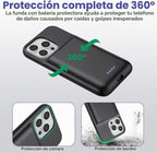 Pxwaxpy Funda de batería para iPhone 13 Pro Max/14 Pro Max/14 Plus, funda delgada de cargador de 8600 mAh mejorada con protección anticaídas de 360°, funda de carga recargable para iPhone 13 Pro Max