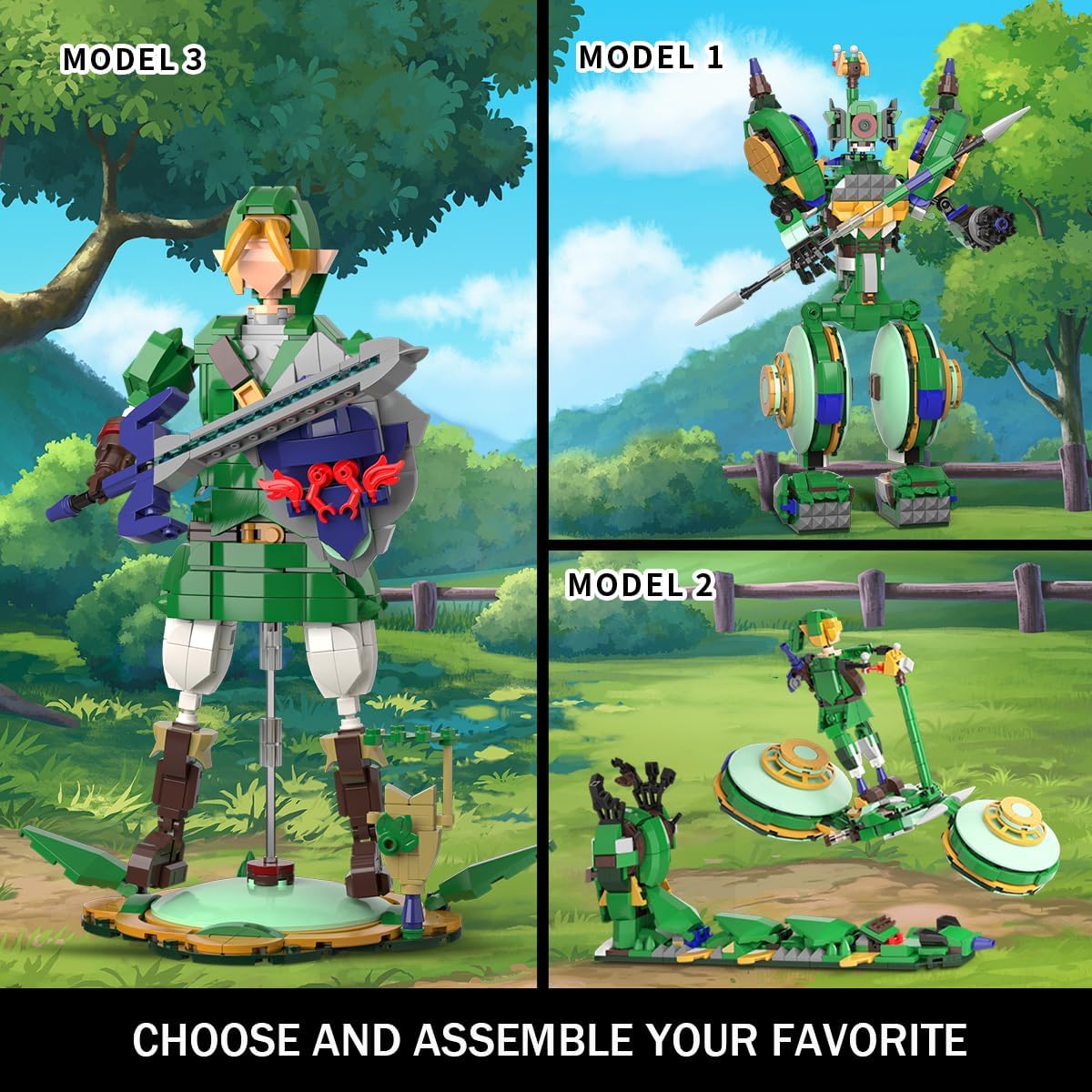 Conjuntos de construcción BOTW 3 en 1, se transforma a 3 figuras diferentes