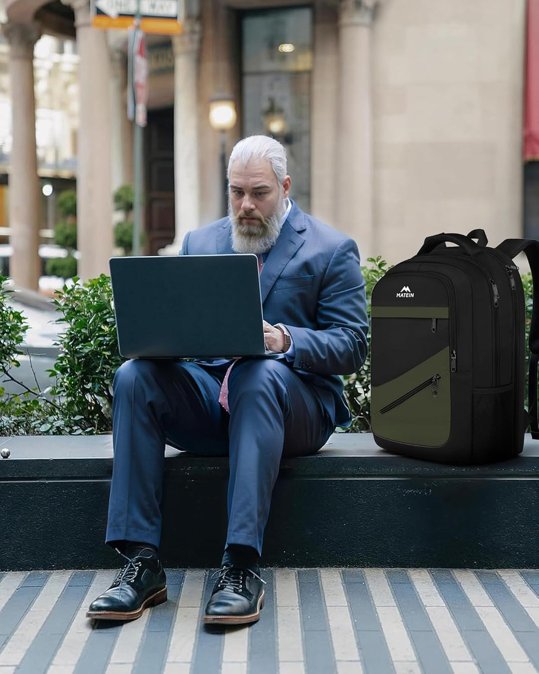 MATEIN Mochila para laptop, Verde negro, 17 pulg., Mochila de viaje...