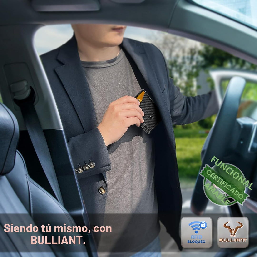 Cartera BULLIANT para hombre, cartera con clip de dinero delgada pa...