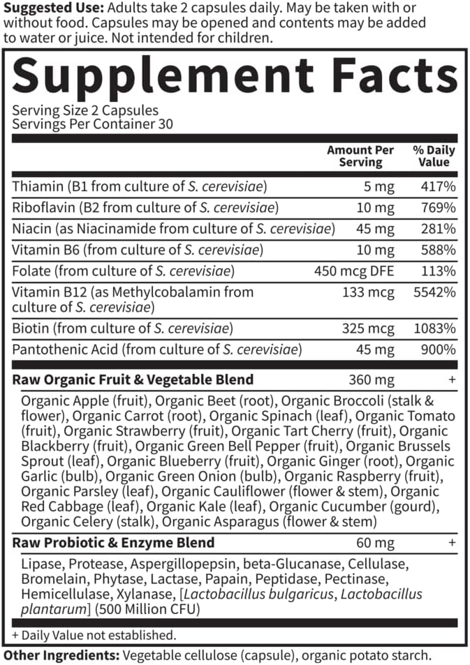 Garden of Life Complejo de vitamina B, 60 cápsulas veganas, vitamin...