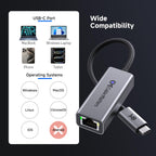 Cable Matters Adaptador USB C a Ethernet de 5 Gb, 5 Gigabit Ethernet a USB