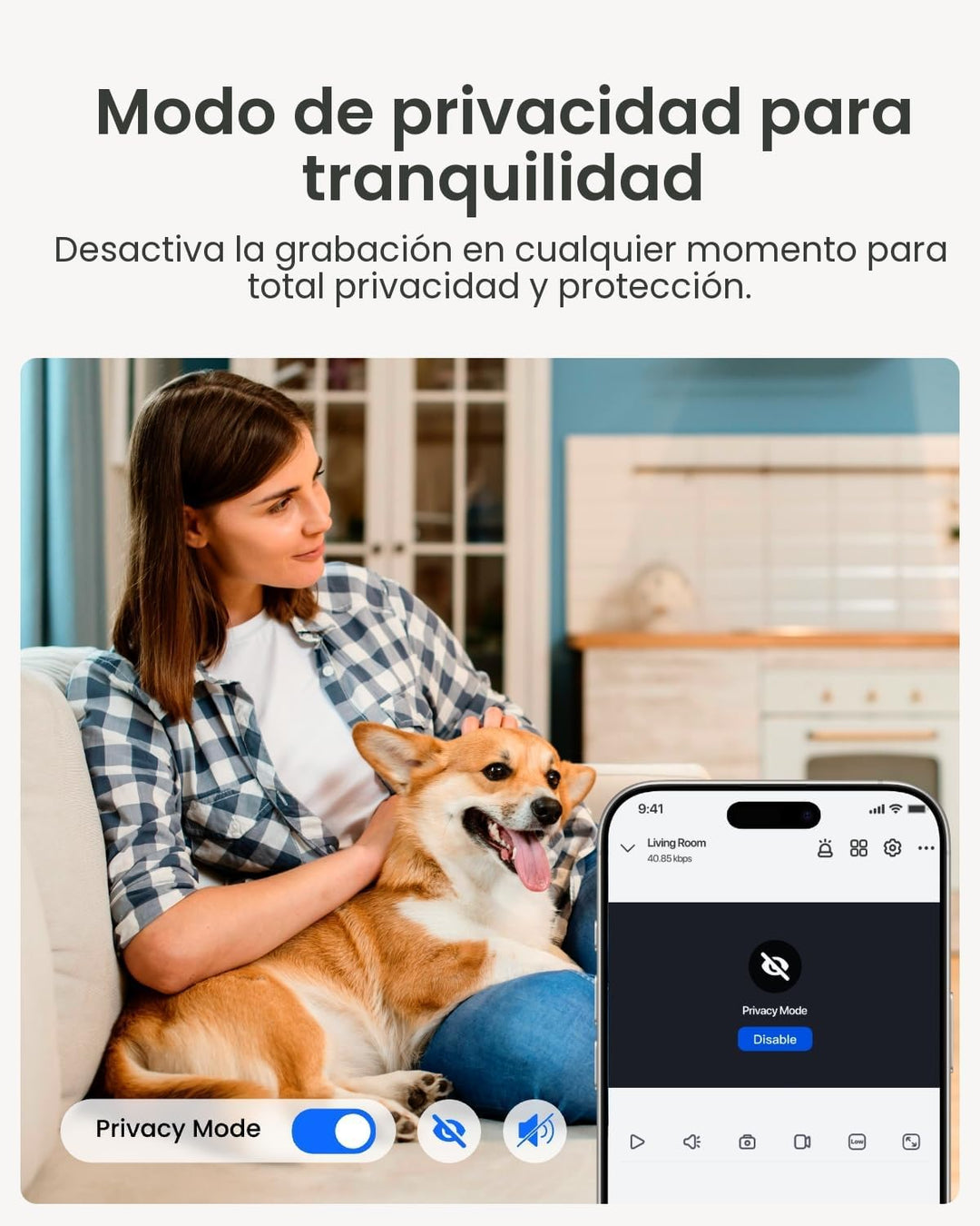 REOLINK Cámara interior 2K, E1 Plug-in 2.4G WiFi cámara de segurida...