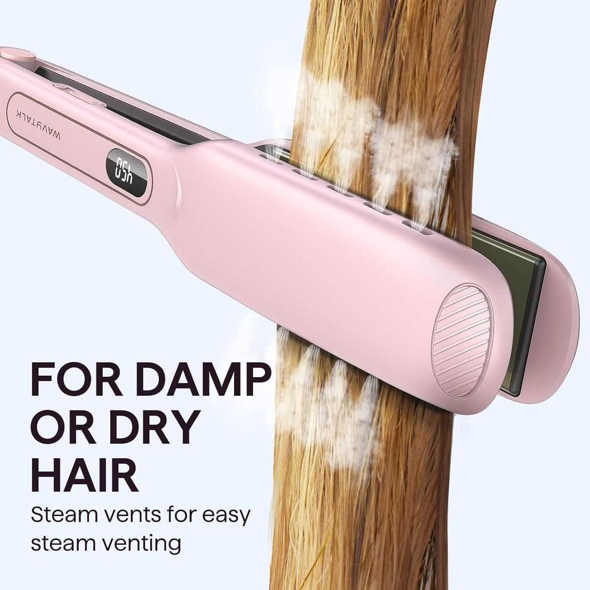 Wavytalk Plancha plana de titanio para cabello húmedo o liso, con v...