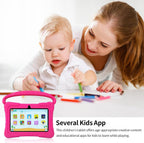Tablet Kids de 7 pulgadas con funda a prueba de golpes, 1 GB de RAM 32 GB ROM, tableta Android para niños pequeños con Bluetooth, WiFi, GMS, control parental, educativo, juegos (rosa)