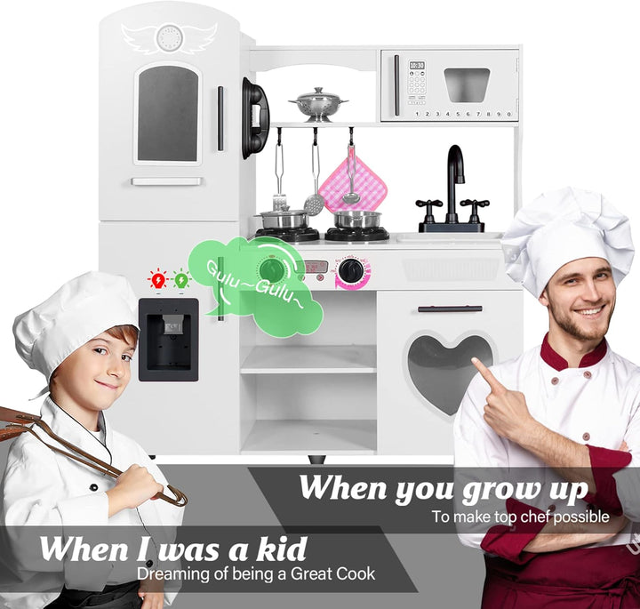 TaoHFE Juego de cocina de madera para niños pequeños, juego de jugu...
