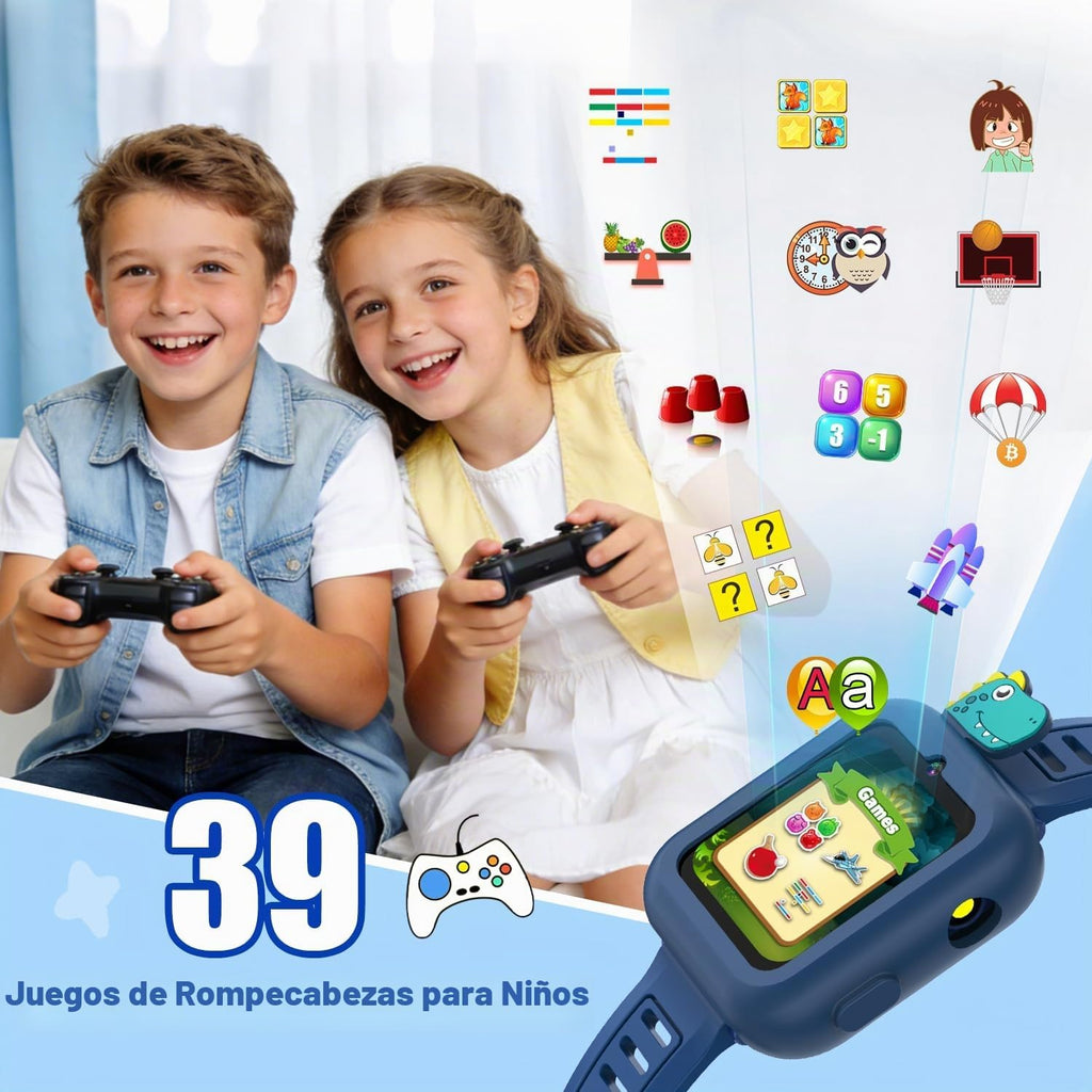 Reloj inteligente para niños de 3 a 12 años de edad con 39 juegos