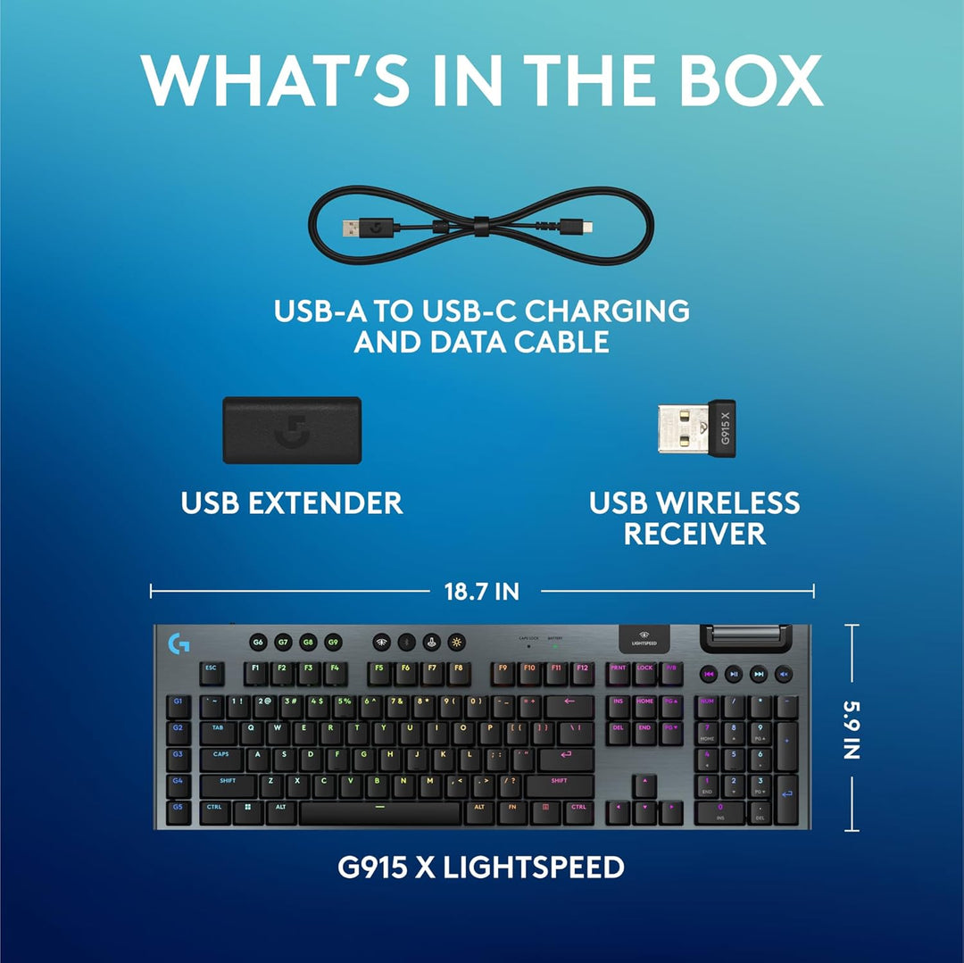 Logitech G915 X Lightspeed Teclado mecánico inalámbrico para juegos...