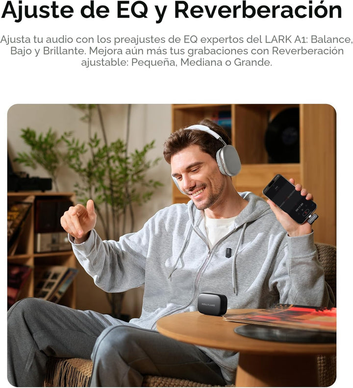 Micrófono inalámbrico Hollyland Lark A1 Mini para iPhone y Android,...