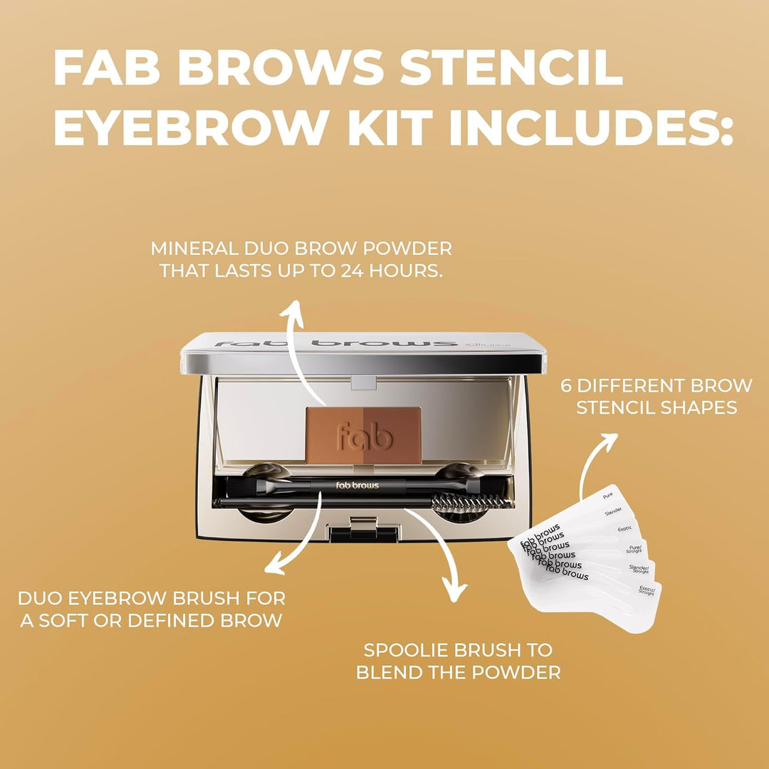 Fab Brows Duo Kit de cejas, kit de plantillas de cejas definitivo c...