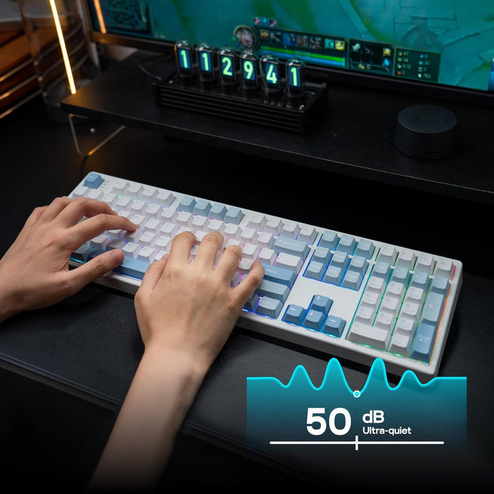 EPOMAKER TH108 Teclado mecánico de tamaño completo, teclado inalámb...
